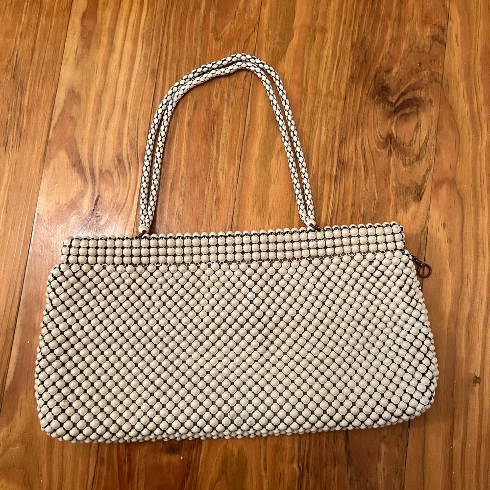 Whiting & Davis Vintage 1930/40 Alumesh White Beaded Evening Handbag Purse